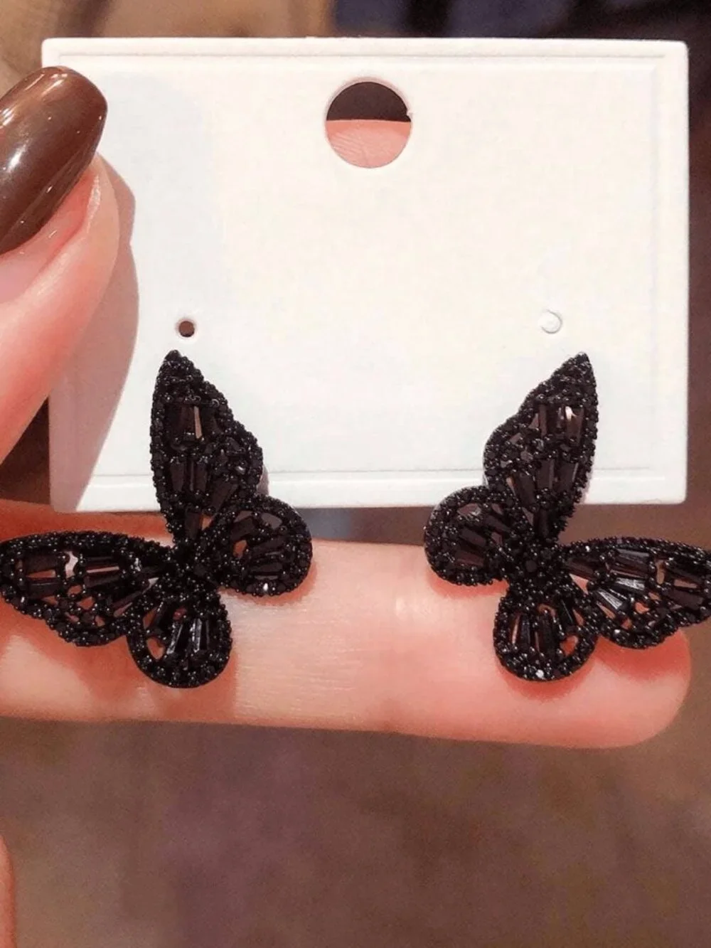 Butterfly Black Stud Earrings